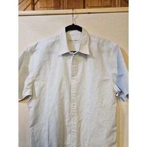 Coastaoro Men's Blue Sjort Sleeve Linen Button Down Shirt Size M